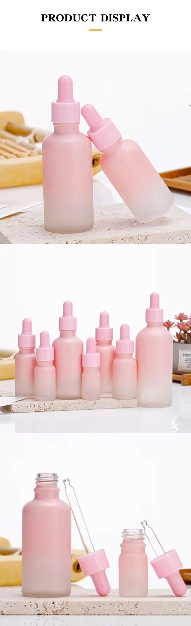 Wholesale Empty Gradient Pink Glass Dropper Bottle 30ml 50ml 100ml Glass Bottle For Serum