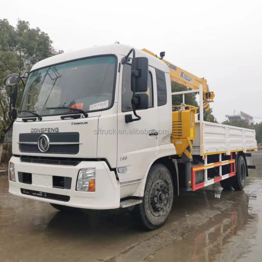 5 Ton 6 .3ton Dongfeng Cargo Truck With Knuckle Boom Truck Crane 3 ...