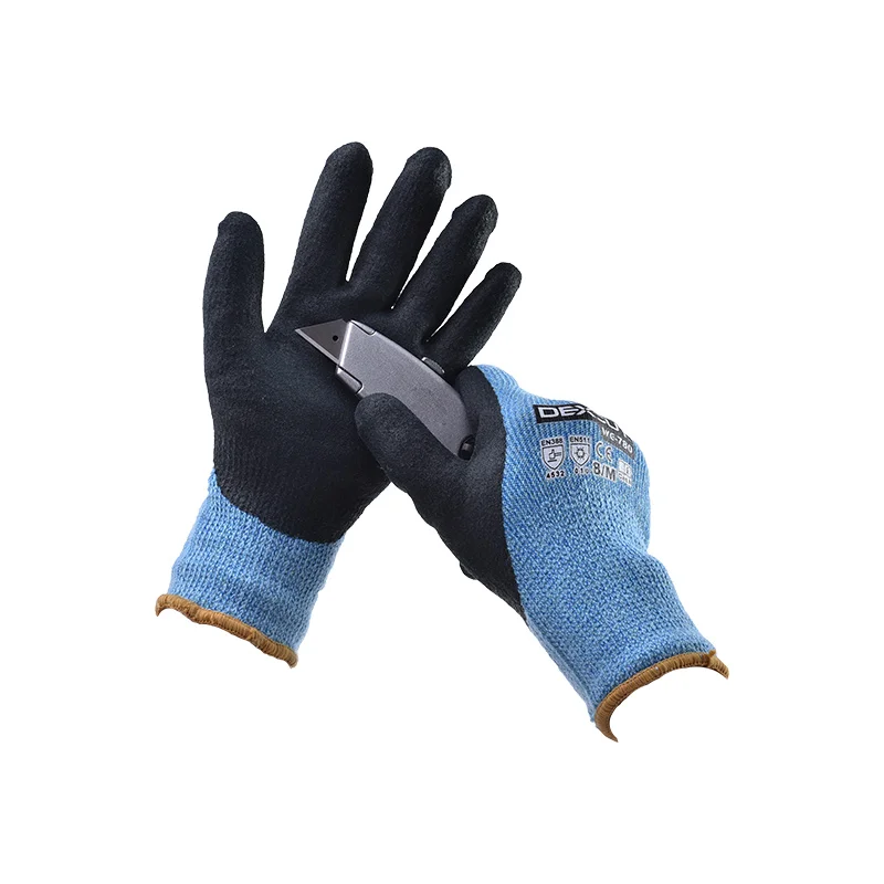 Gants de travail de coupe thermorésistants au froid, haute performance, coupe WG-780, gants de travail en caoutchouc Nitrile en Fiber minérale acrylique aramide bleue