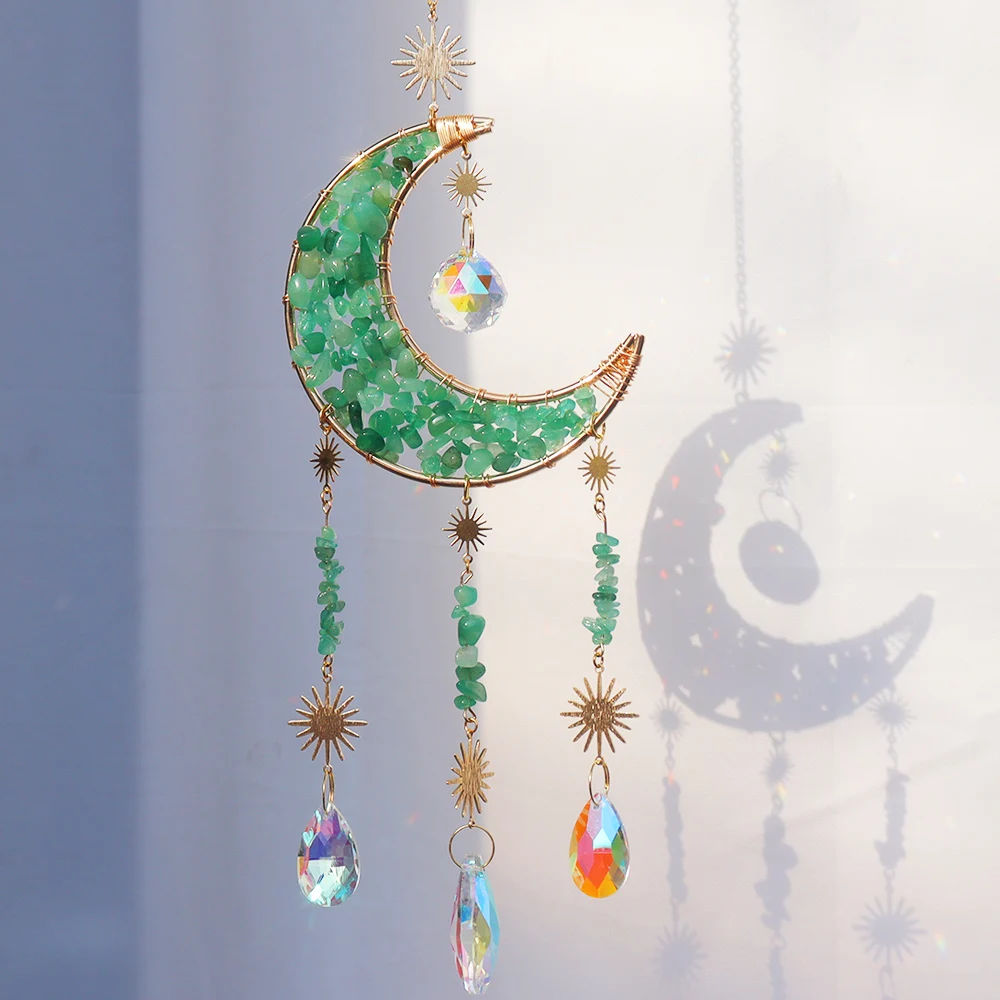 Suncatcher Hanging Wholesale Moon Crystal Wind Chimes Amethyst Crystal ...