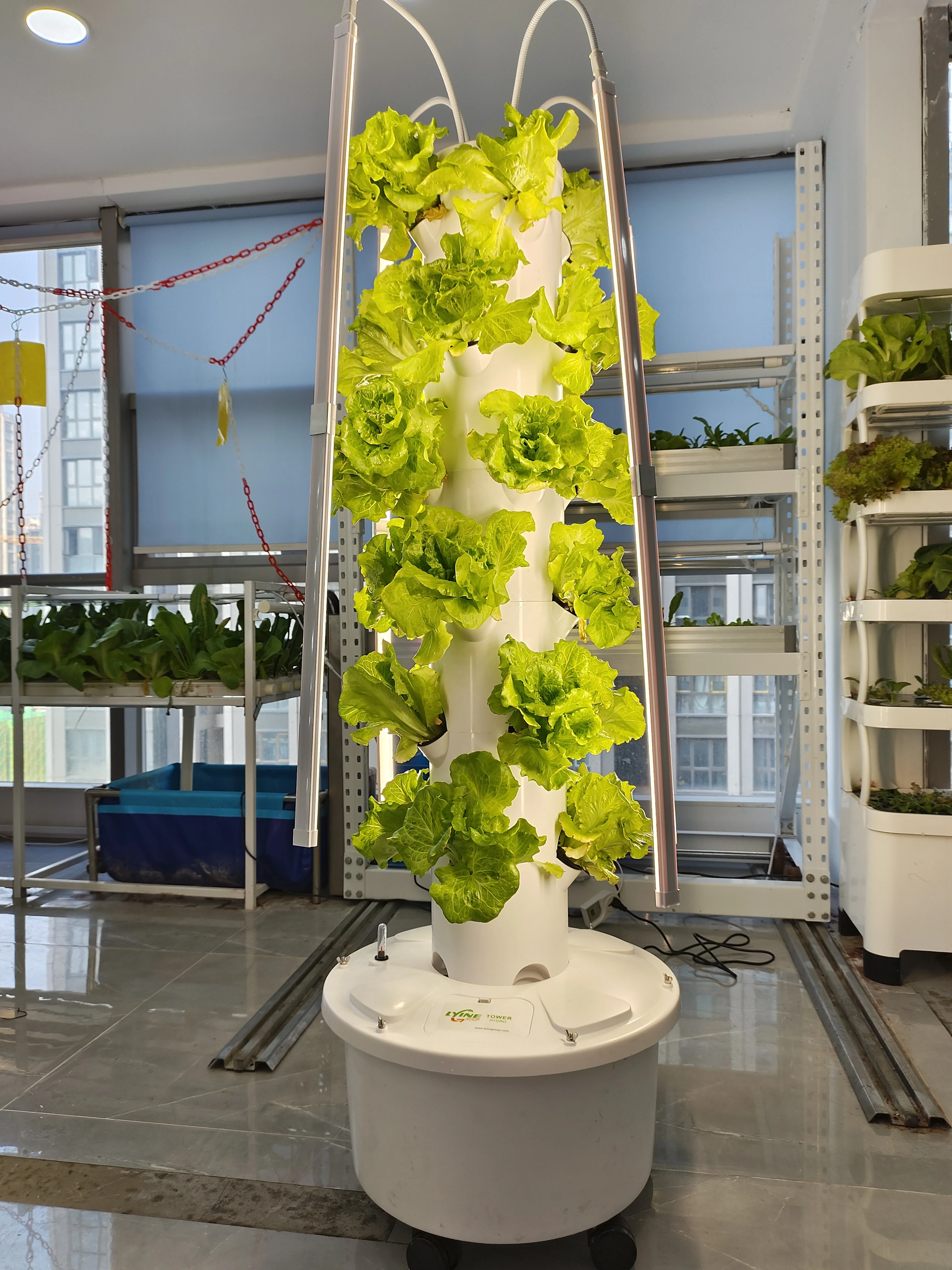Lyine Hydroponics System 4P6 Aeroponics Tower 24 Plant Holes with LED Grow Lights Full Spectrum Vertical Farm System