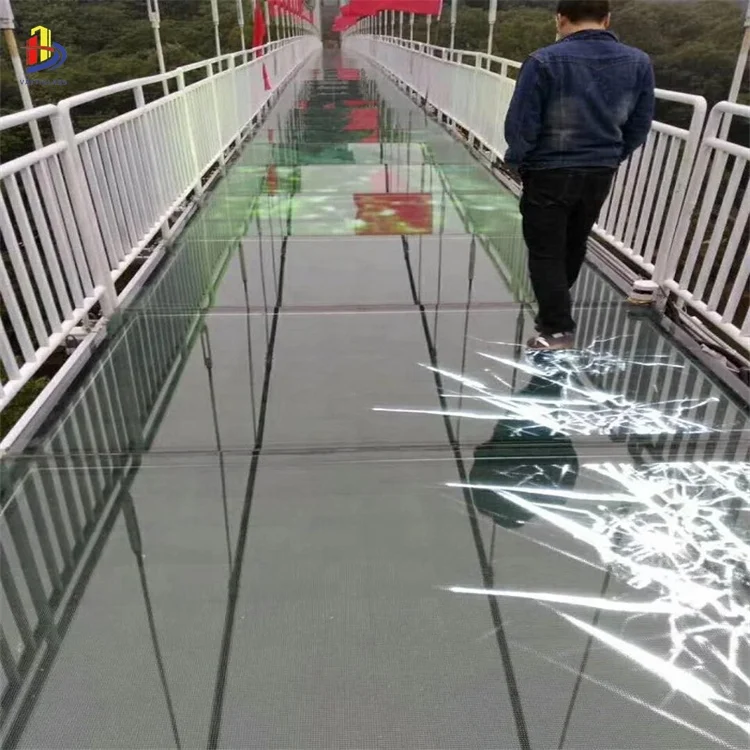 Safety Interactive Cracks Effect Glass Bridge 3D Laminated Glass