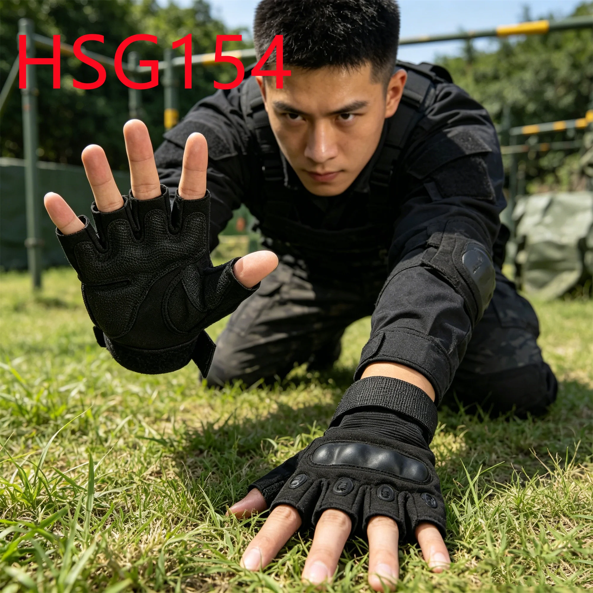 HY,Hunting Activities High Friction Multi-Color Tactical Gear Gloves Knuckle Protection Half-finger Training Gloves HSG154