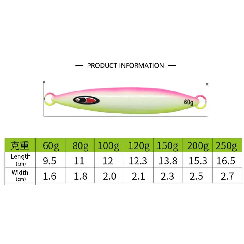 johncoo 40g/60g/80g/100g/150g/200g/250g wholesale metal jig lures