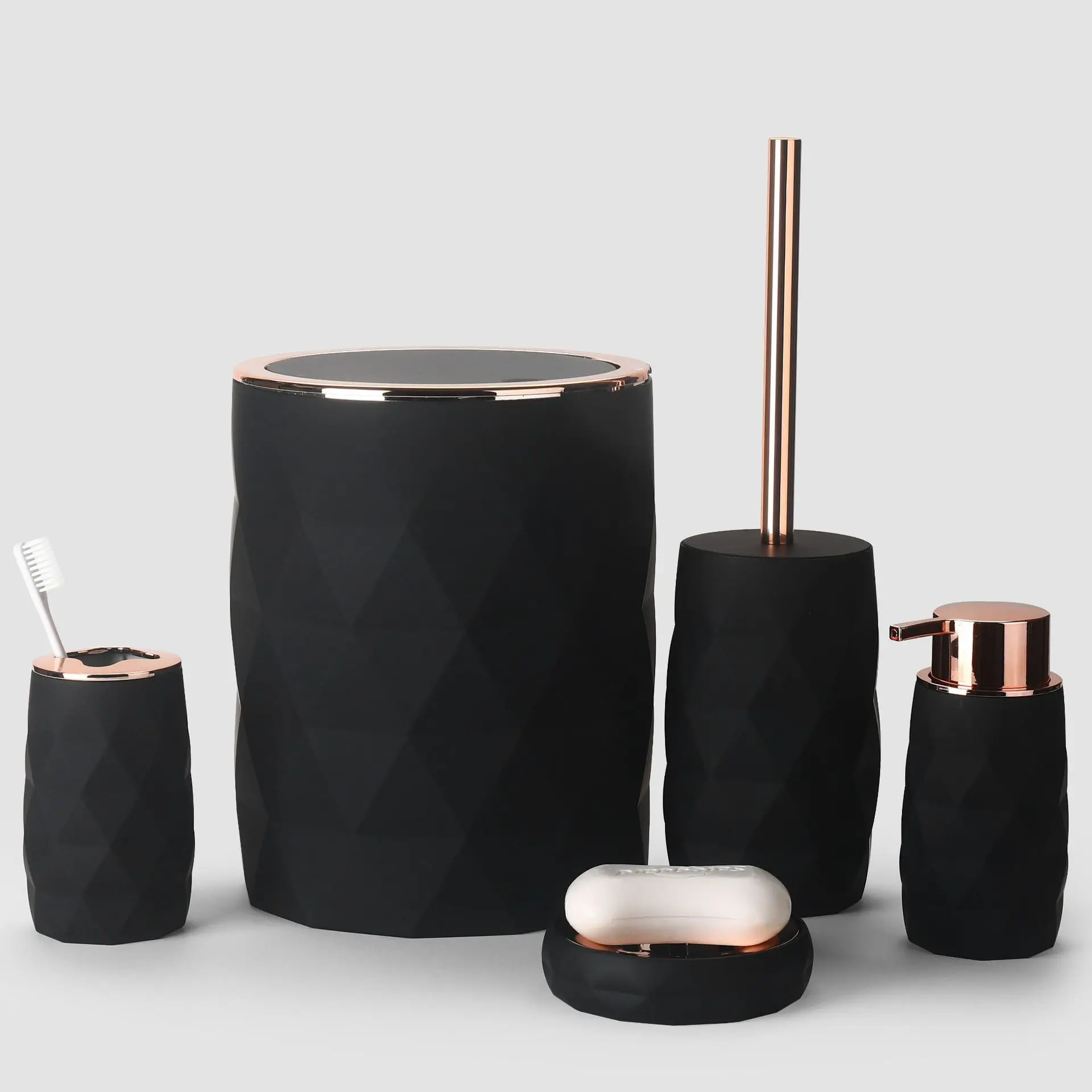 Luxury White Plastic Bathroom Organization Set 6 Piece with Toilet ...