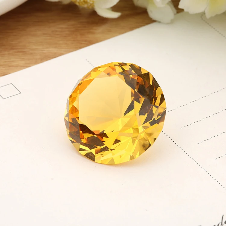 Fashionable 60mm Gold Yellow Decorative Glass k9 Crystal Diamond