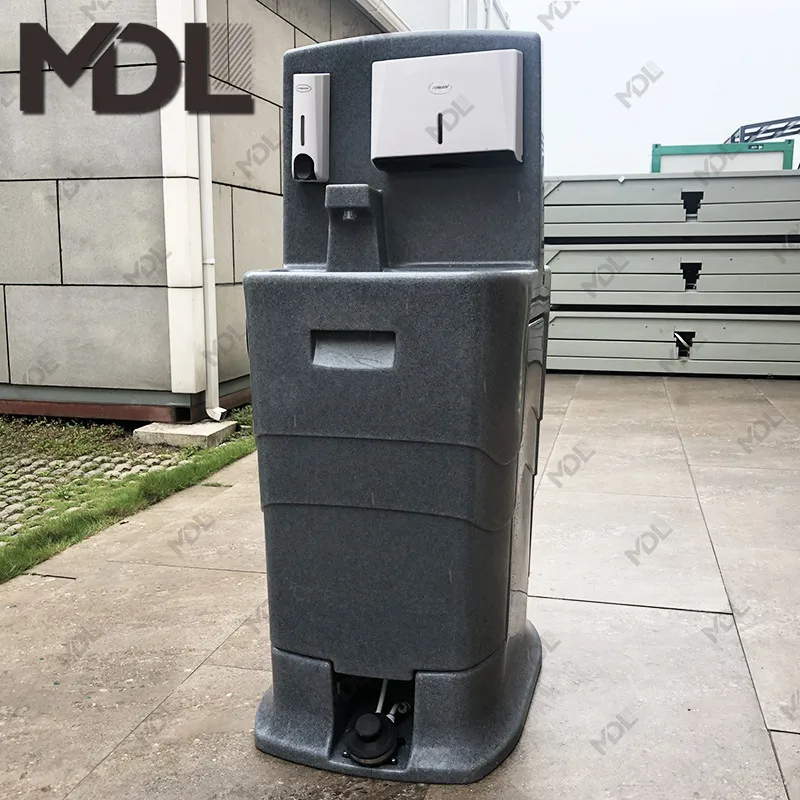 2024 Hot Sale Hand Free Portable Back to Back Washbasin Plastic Standing Washing Station Hand Wash Station