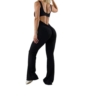 New Fashionable Tight Yoga Jumpsuit for Women Casual Hollow Design Seamless Movement Slim-Fit Slimming Sports Bodysuit Jumpsuit