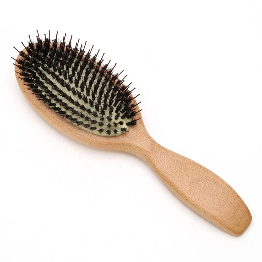 quality wooden cushion natural boar nylon bristle hair brush
