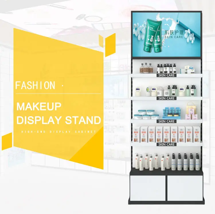Manufacturers Cosmetic Showcase Wood Customized Cosmetic Stand Display Shop Racking Display