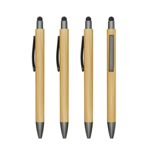 Eco Pen Friendly Wood  Touch Bamboo Ball Pen With Stylus Custom Logo Printing Promo Pen