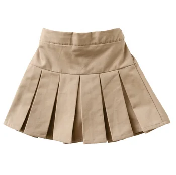 OEM Solid Color Classic Style Little Girls Khaki School Uniform Skirts For Girls