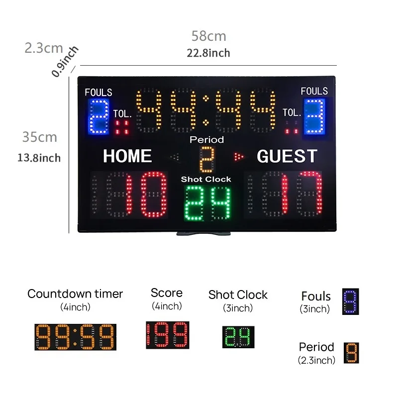 Rechargeable Battery Powered Wireless Remote Console Control Multiple Sports Used Led Electronic Digital Basketball Scoreboard