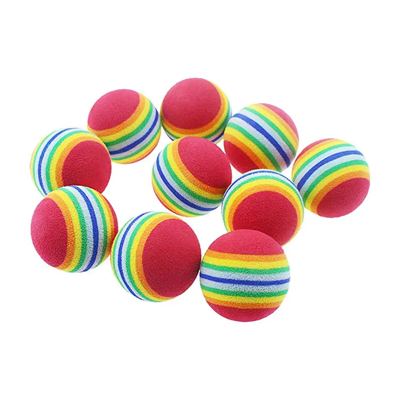 Бесплатный образец, красный Радужный мягкий мяч из пенопласта, интерактивный для домашних кошек