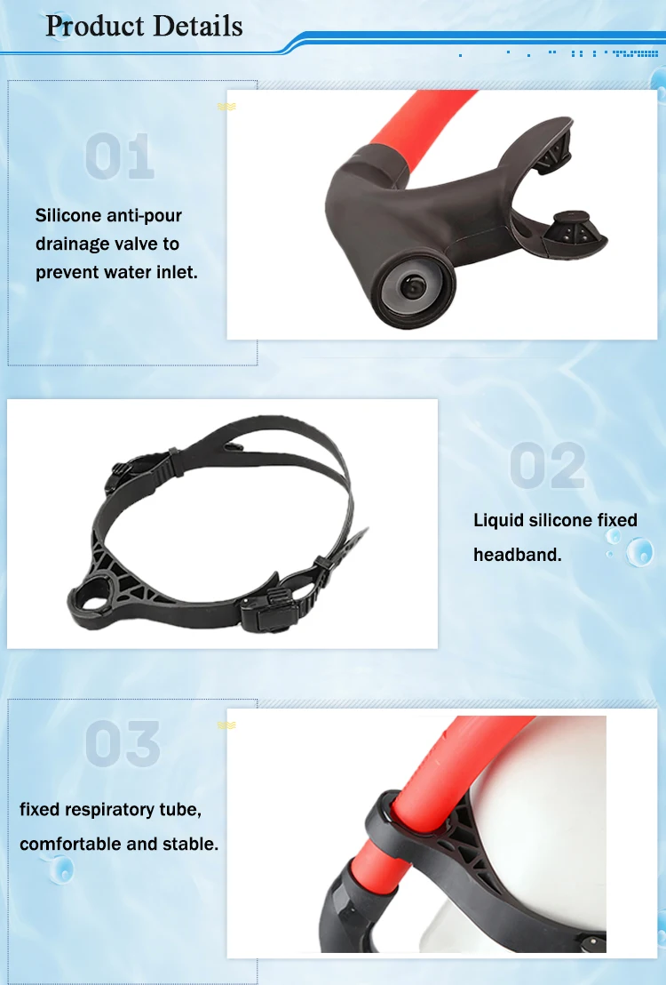 Aloma Liquid Silicone Front Head Snorkel Adult SwimmingTraining Breathing Tube Underwater Diving Snorkeling Equipment details