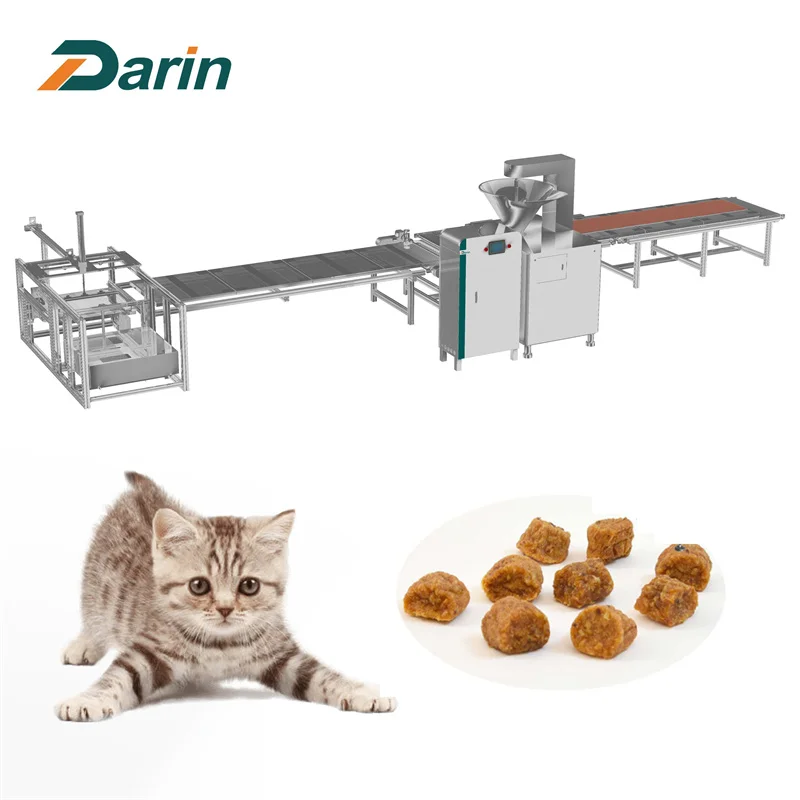 Fully automatic dog chewing meat sticks extruding cutting machine with auto tray loading system