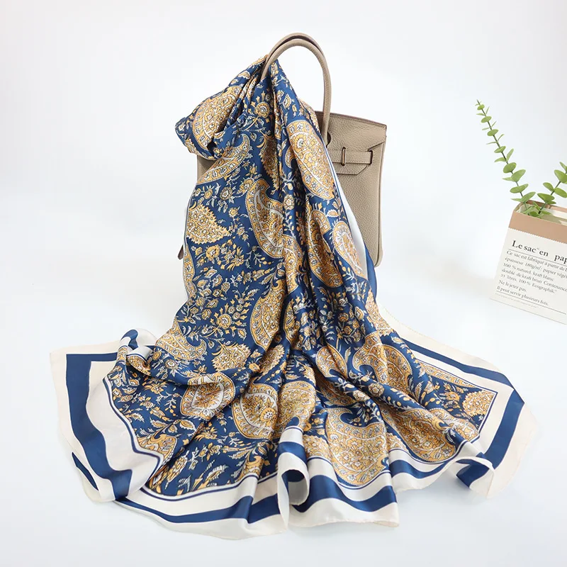 Supplier Ladies Silk Scarf Printed Silk Feeling Scarf Women's Fashion ...