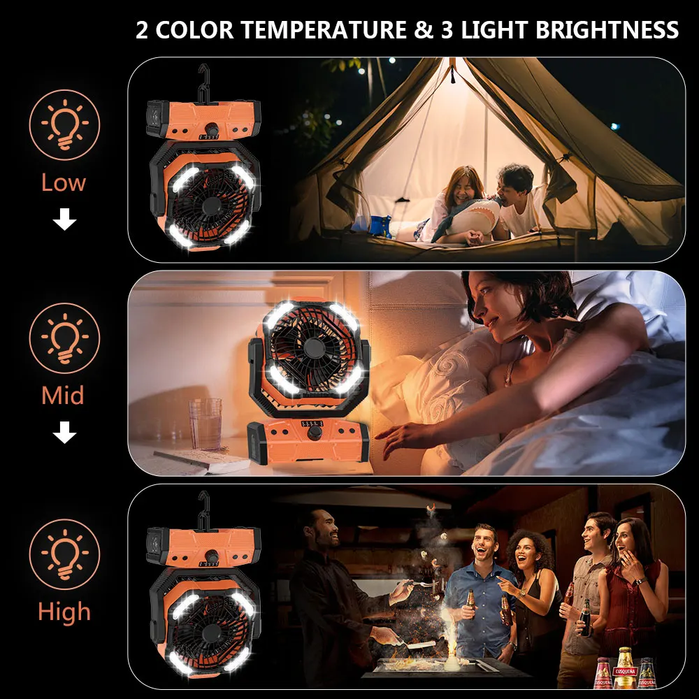 Ventilatore da campeggio ricaricabile da 30000 mAh con