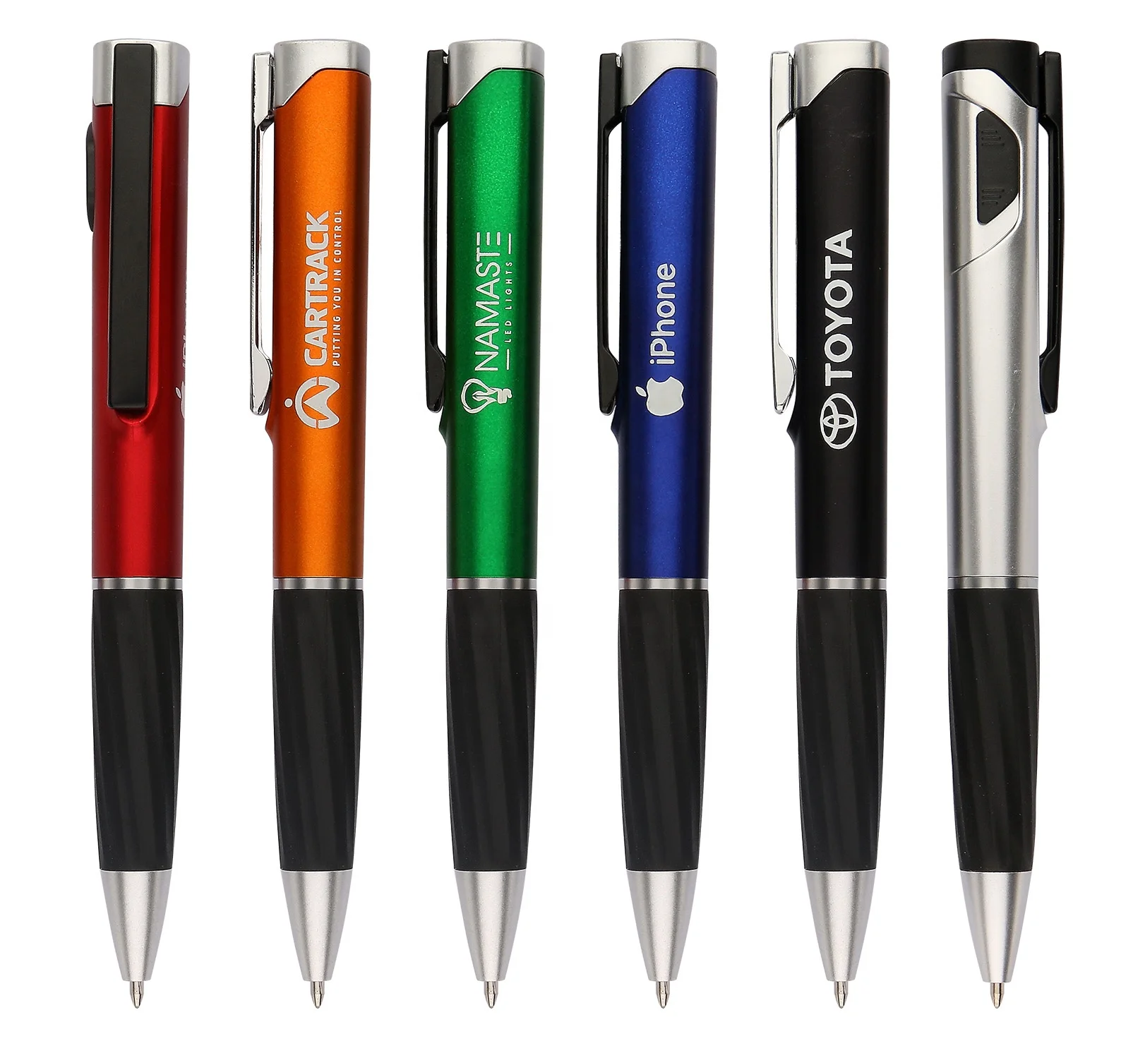 Soft Touch Screen Stylus Pen Active Custom logo Printed Promotional Black Blue Led Ballpoint Pens With Custom logo Led