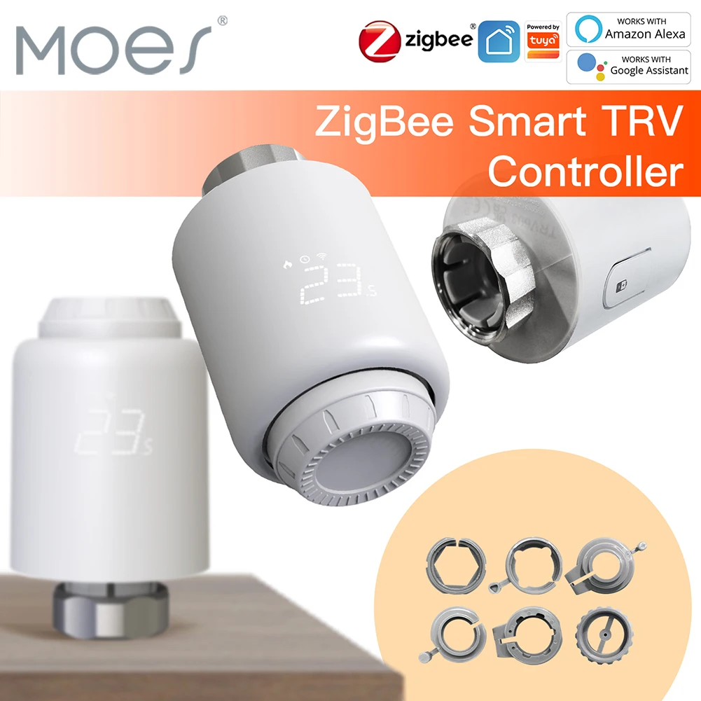 Adjustable Alexa Google Voice Tuya Zigbee WiFi Sart Hoe Autoatic Therostatic Radiator Valve Trv Therostat - Adjustable Radiator Valves, Digital Therostatic Radiator Valve