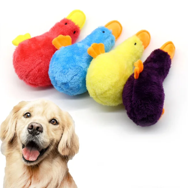 New Dog Plush Toys Dog Chew Toy Duck Plush Squeaky Cleaning Teeth Dog