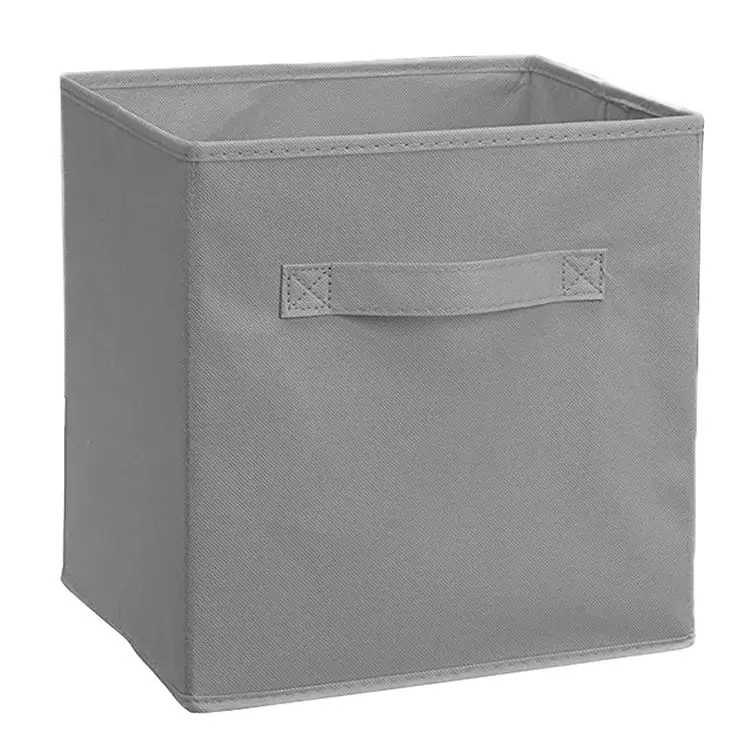 Factory Top Sale Non-woven Fabric 11 Inch Cube Foldable Storage Boxes Storage Box With Handles In Grey Or Color For Toys Clothes manufacture