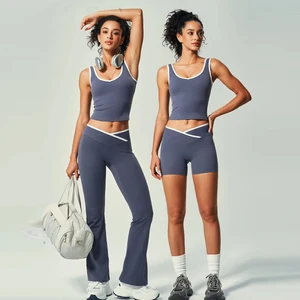 High-Waisted 2-Piece Solid Color Yoga Shorts Set for Women-Sweat-Wicking Breathable Tight-Fitting Nylon Spandex Workout Yoga set