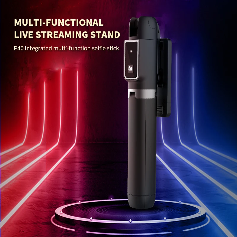 UNIEAN P40 Selfie Stick Remote Control Live Photo Tripod Stand Foldable & Rotatable Wholesale for Mobile Phones