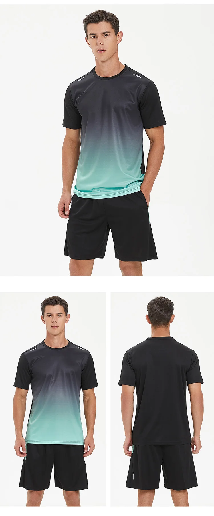 Men Workout Sets Athletic Clothes Soccer Shirts and Shorts Set Running ...