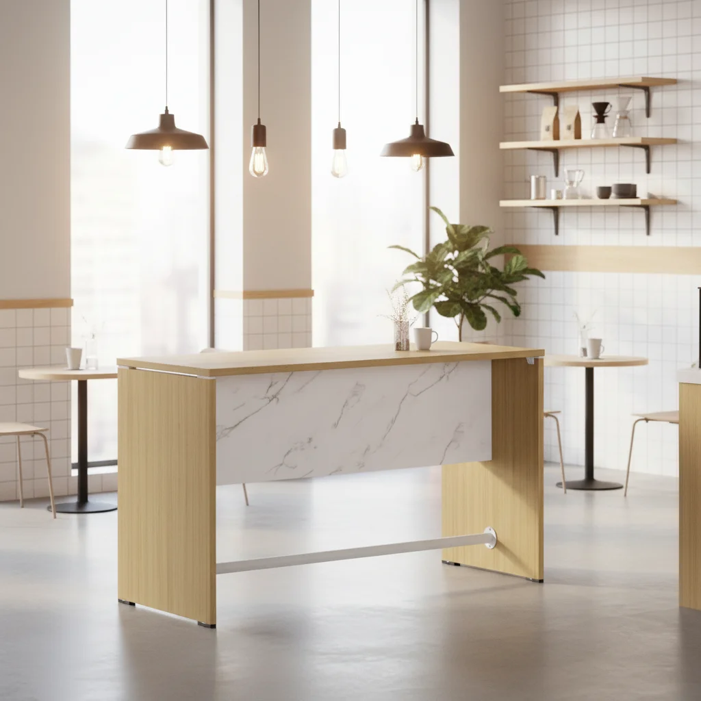 Modern Convertible Automatic Foldable Extendable Durable Eco-Friendly Bar Counter Table Connection System Wood Frame Commercial 2