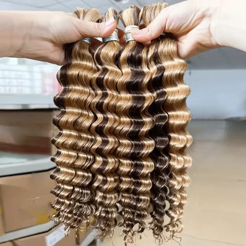 Deep Wave Mass Inimese juuksed punumiseks Extenciones De Cabello Natural Humano Weaving Töötlemata_voghion.com