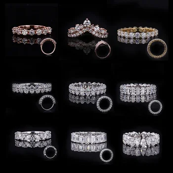 Starsgem custom gold wedding band 14K 18k solid gold ring platinum moissanite lab grown diamond eternity band rings