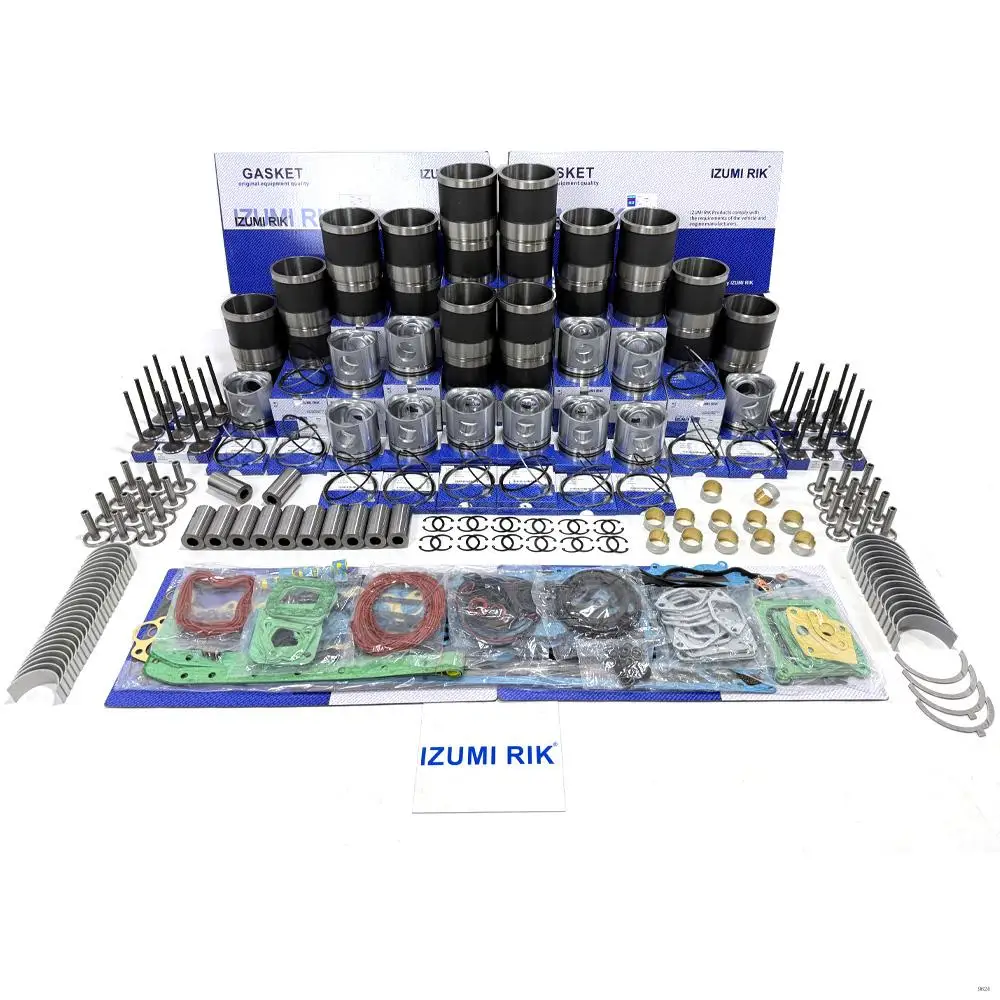 Overhaul Rebuild Kit with Overhaul Kit Main & Conrod Bearing with Thrust Washer Valve Guide & Seat for Perkins 4012