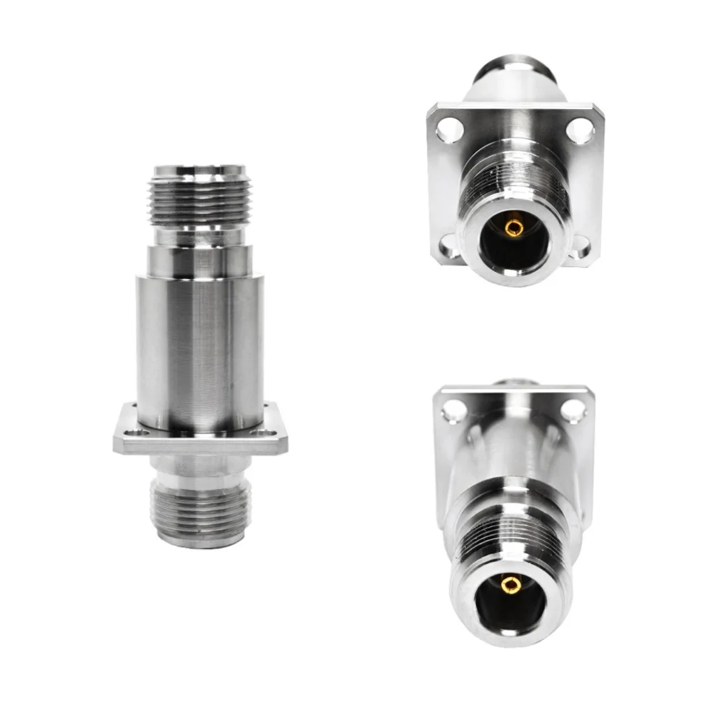N Type Flange Mount N Female Jack to N Female Jack 4 Hole Panel Mount 0-6G Built in Lightning Protector Surge Arrestor