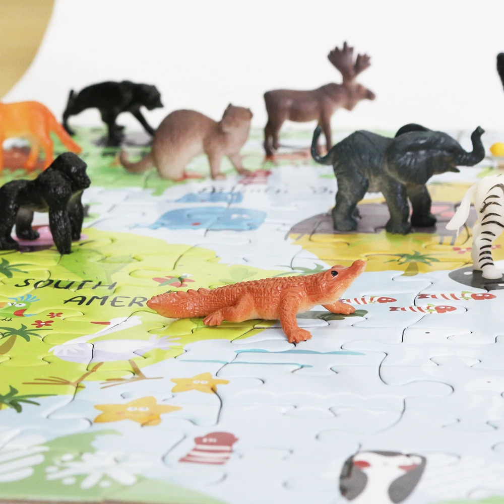 Realistic Kids Natural World Class Tool Mini Solid Plastic Wild Animal  Model Toy With World Map Jigsaw Puzzle - Buy Wild Animal Model Toy,Plastic  Animal Toy,Animal Toy Product on 
