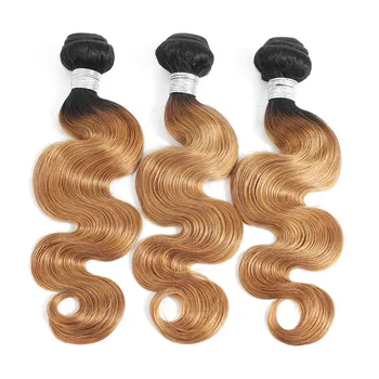 Body Wave Bundles Remy Brazilian Ombre Human Hair Double Weft Bundles 4/27 Hair Extensions