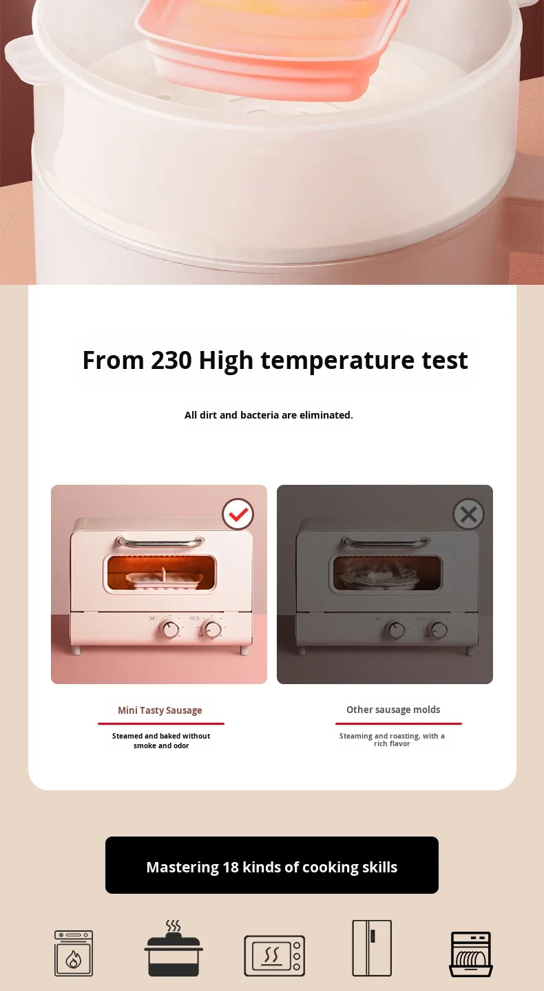 High Temperature Resistant Baby Sausage Mold Easy to Clean Square Silicone Complementary Food Mold manufacture