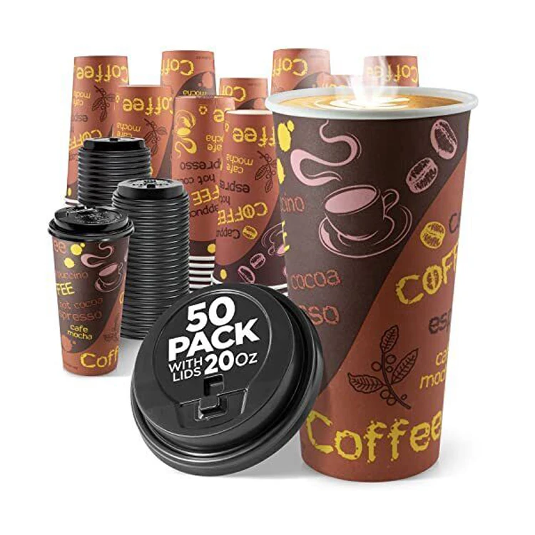 2023 New Design Double Wall Coffee Paper Cups With Lid 6oz 7oz 9oz 12oz
