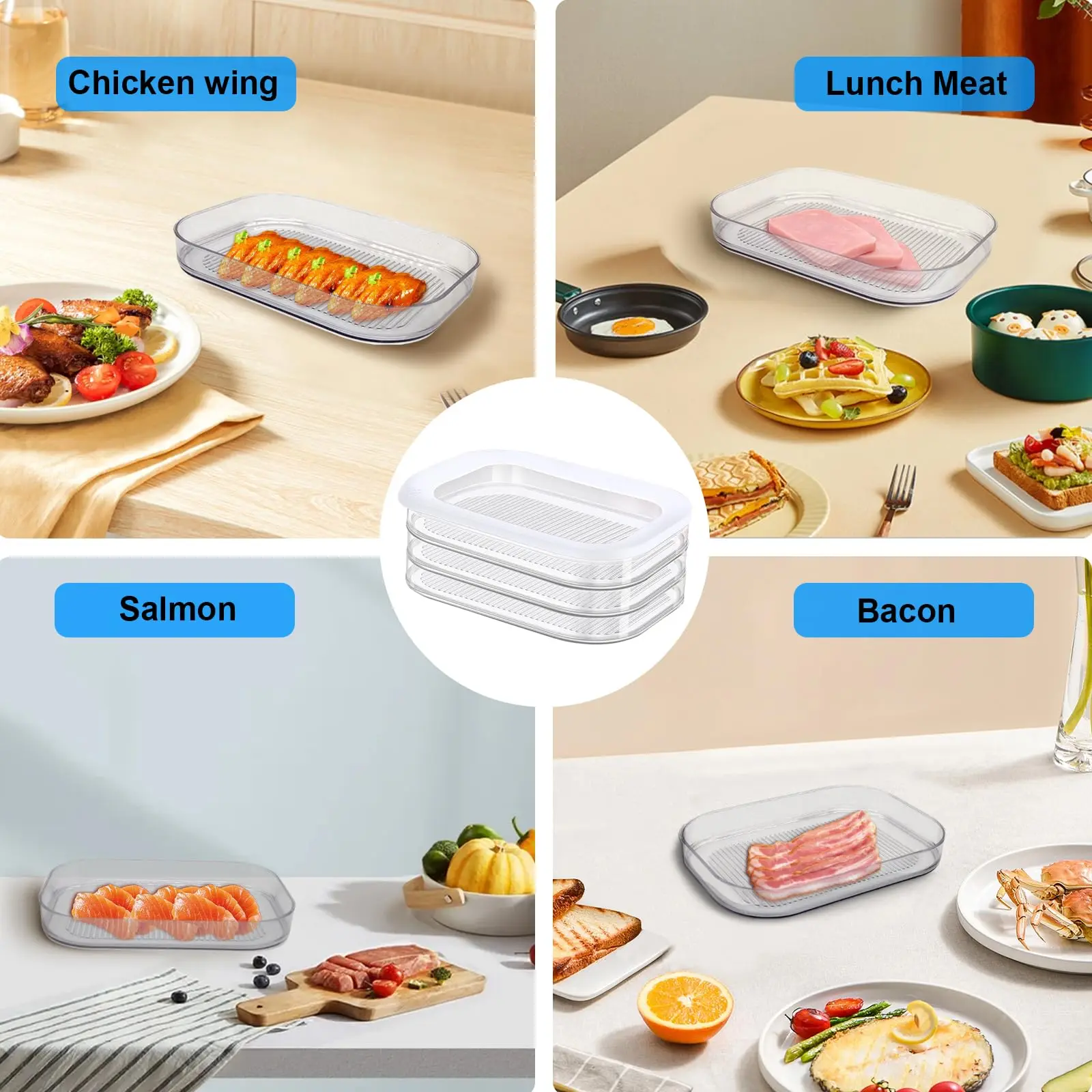 New Trend Stackable Deli Meat Container for Fridge BPA Free Meal Prep Container Food Storage Box With Lid