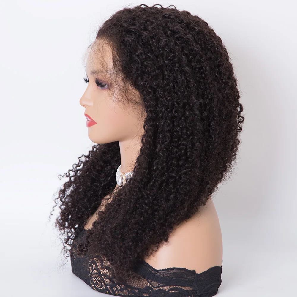 20 inch Curly texture natural black color single knots 13x6 HD lace top wig for women