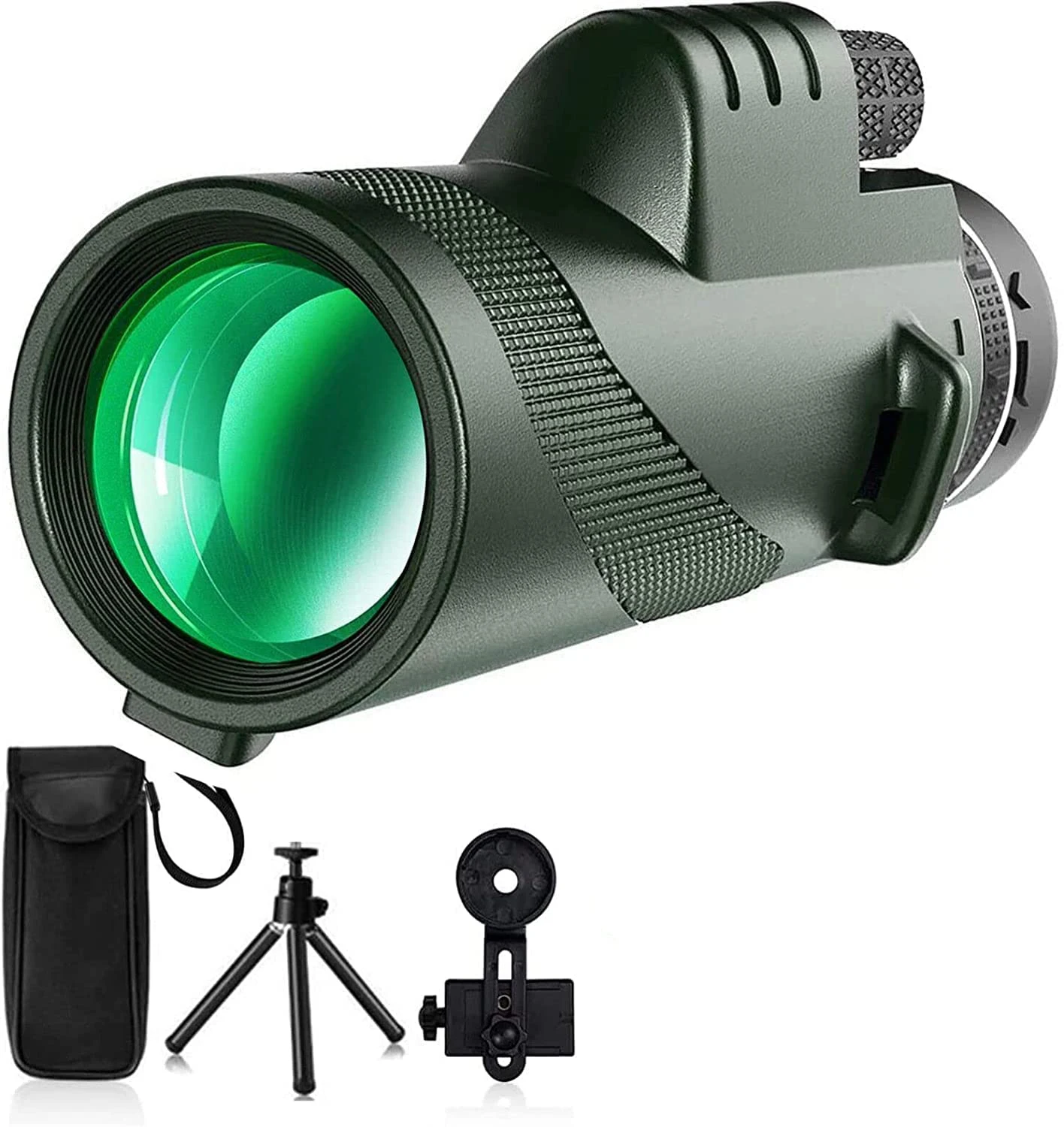 80x100 Monocular HD Zoom Monocular with Smartphone Hold Tripod Night Vision Pocket Telescope