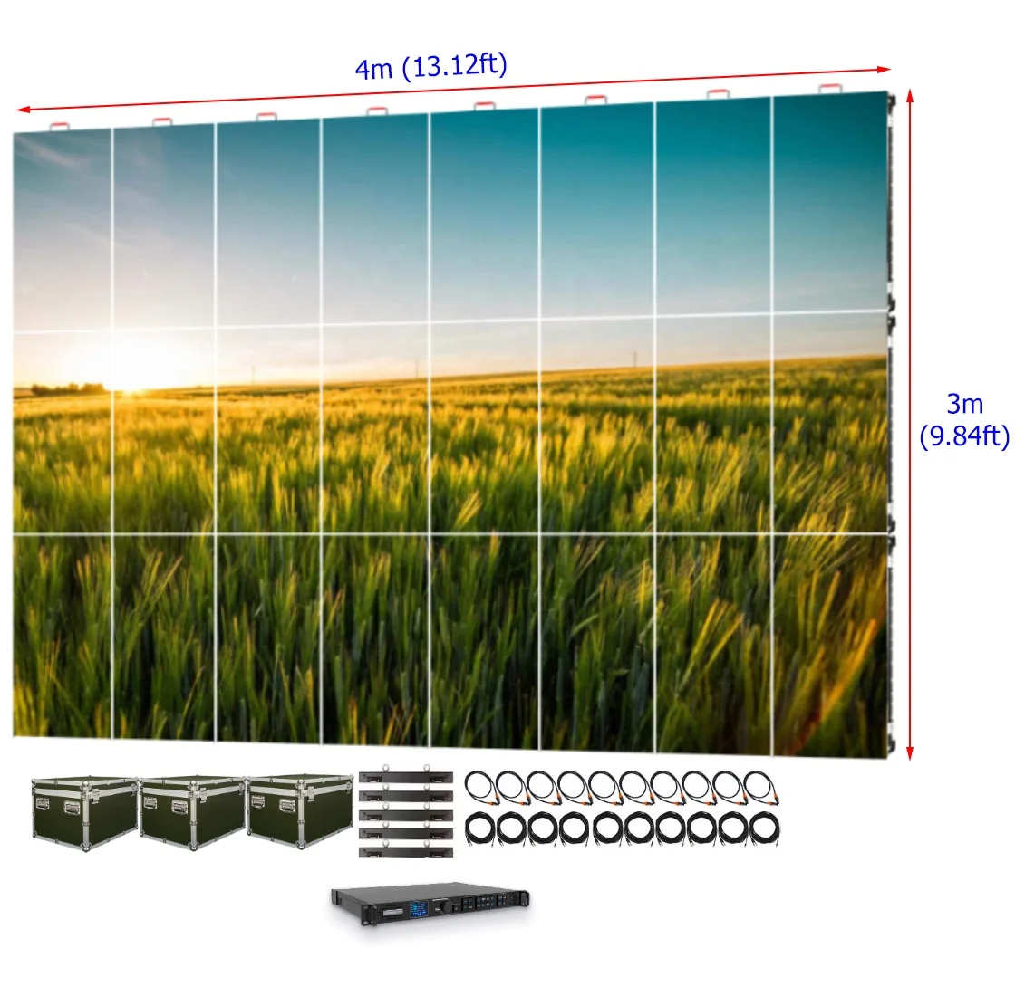 12 Square Meter Indoor Rental LED Display P1.953 1.9mm LED Rental Screen High Resolution with Excellent Visibility