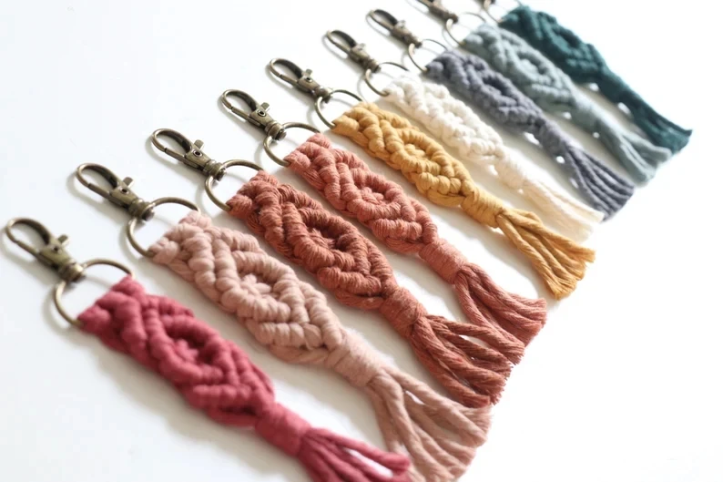 New Customized Macrame Keychain Kit Macrame Keychain Kit Boho Macrame Keychain W1055