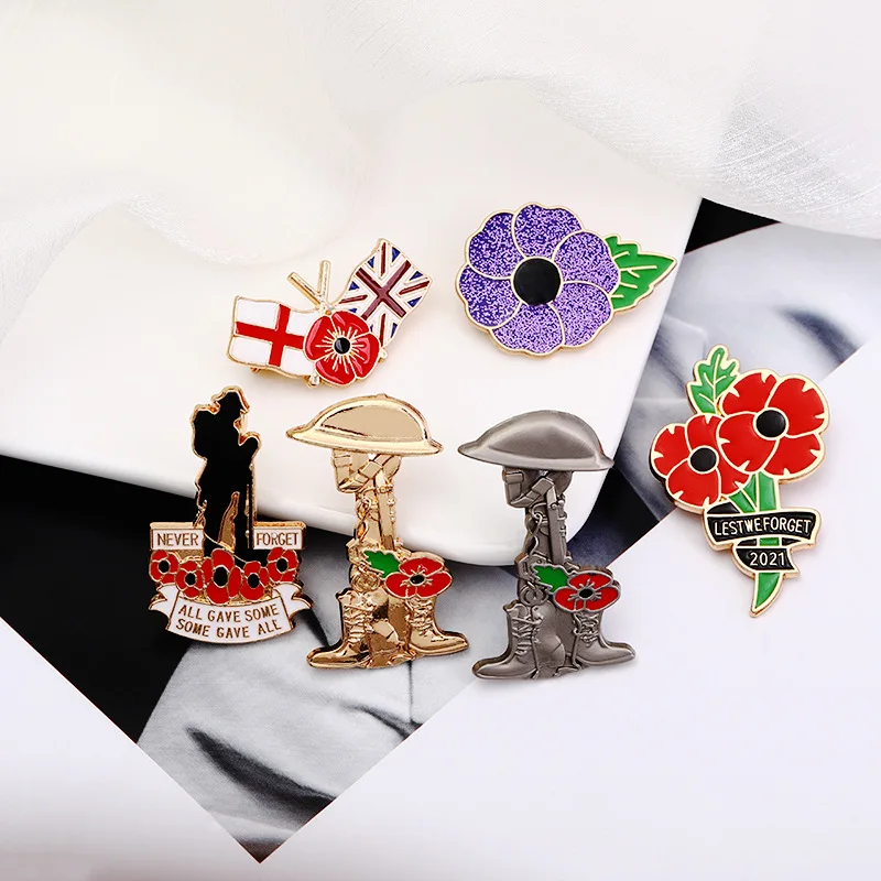 Factory Enameled Poppy Flower Lest We Forget Pin Badge United Kingdom ...