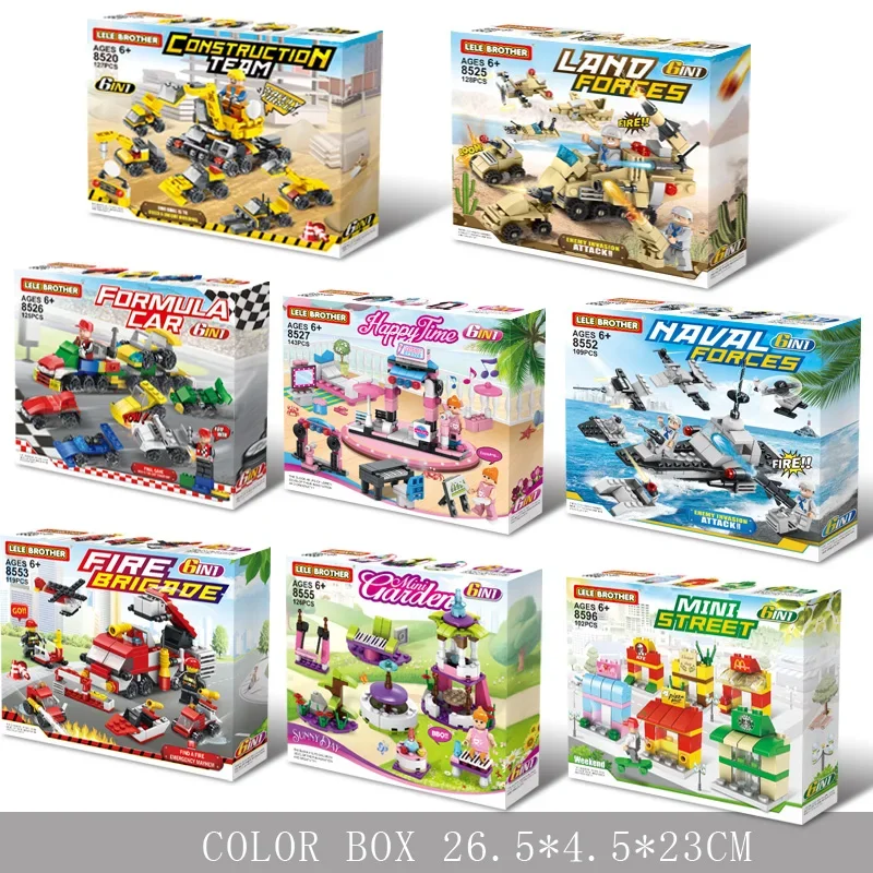 Hot Selling 6-In-1 Building Block Set City Military Engine Creative Diy Construction Educational Assembly Mini Toys for Children