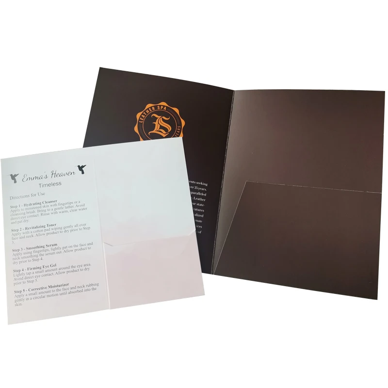 Custom A4 A5 Mini Presentation Folder With Card Holder Logo CMYK Printing Art Paper 2 Pocket Folder