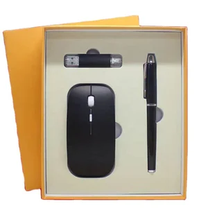 Low Moq 3 In1 Promotional Packaging Boxes Gift Set Power Bank Pen Usb Mouse Bottle Men and Women Gift Set