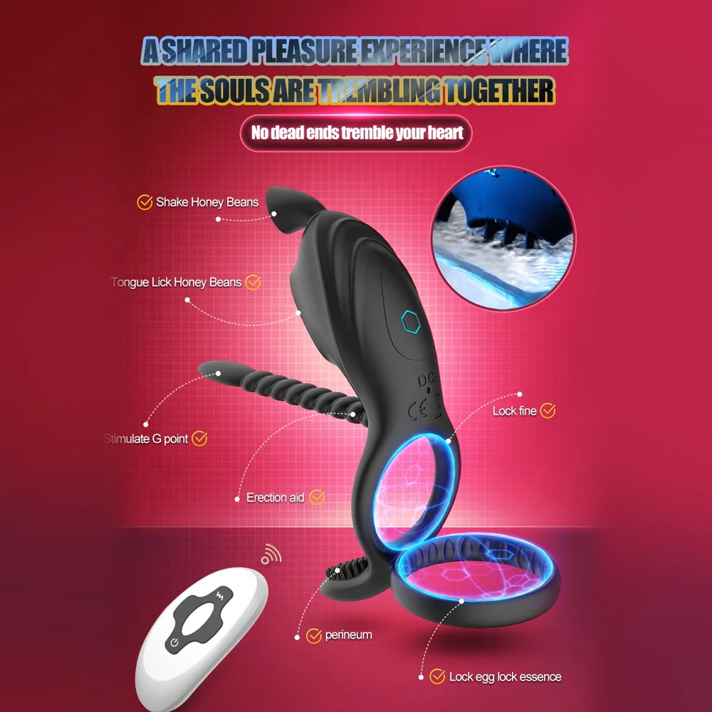 Wireless Remote Control Vibrator Penis Rings & Clitoris Stimulator for Men Women Sex Toys for Couples Ejaculation Delay Features