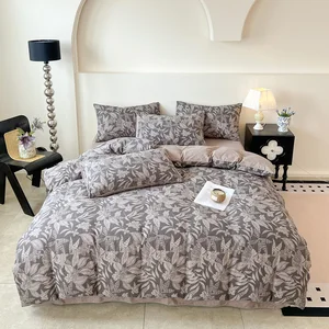 4-Pieces Breathable Active Print Floral Duvet Cover Bedding Set  for Home Without Comforter