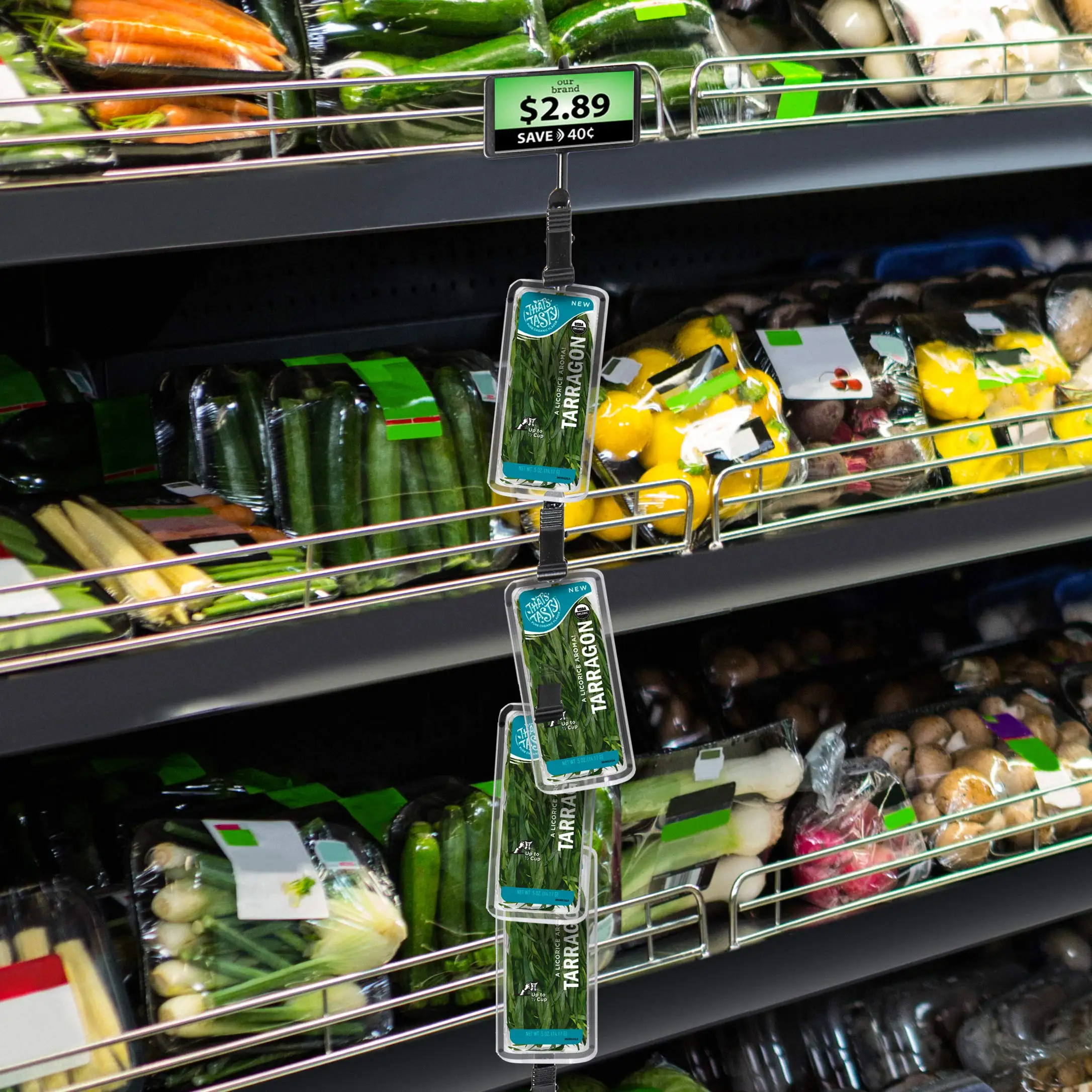 12 Station Hanging Merchandise Strips with Hooks 31 Inch Metal Display Clip Strips for Retail Display with Label Header